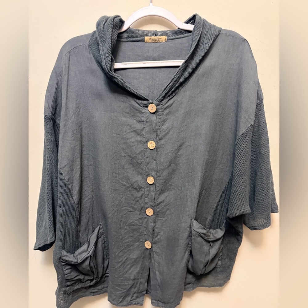 BEYOND CAPRI Made In Italy Linen Oversized Hoodie